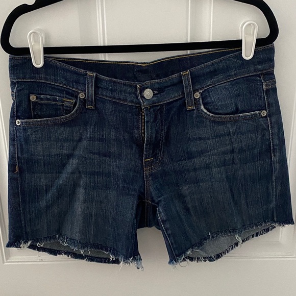 7 For All Mankind Dark Blue Jean Shorts - Picture 1 of 4